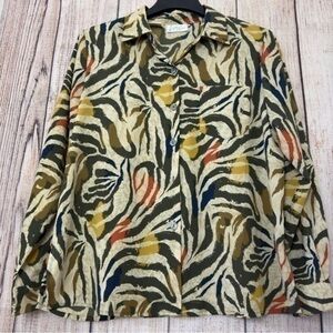 Vintage Kathy Che womens zebra print Womens button up tops size 14